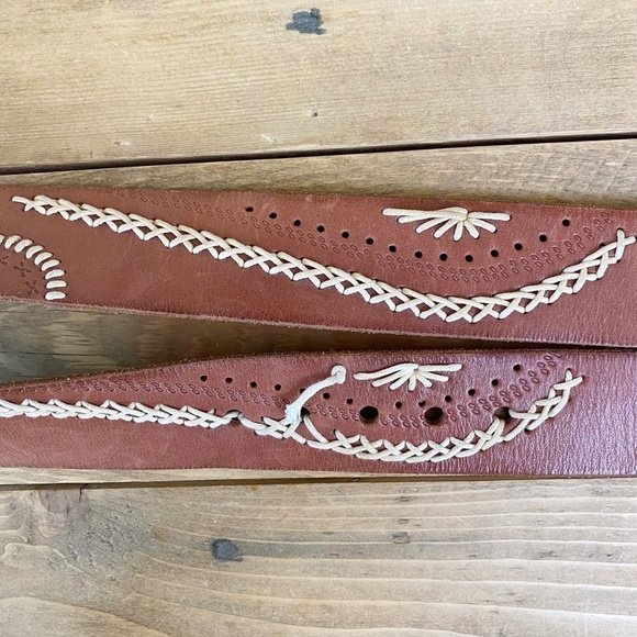 Linea Pelle Vintage Leather belt Hand Stitched design Pristine 32 - Picture 5 of 9